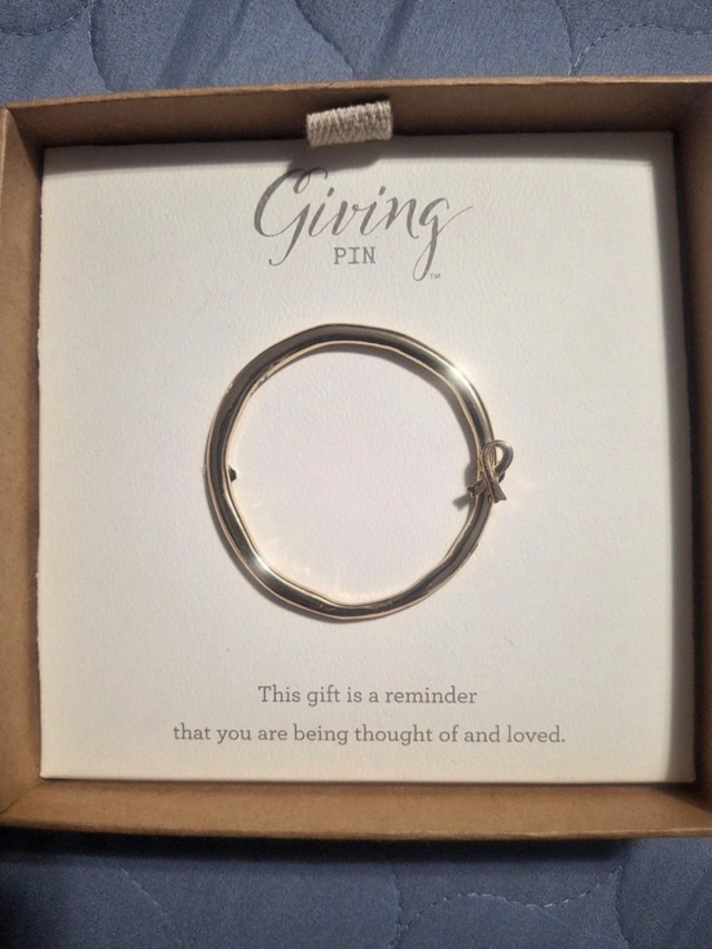 Giving Pin Gold-Tone Bow Pin. New In Box